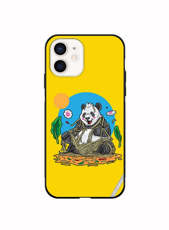 Protective Case Cover For Apple iPhone 12 mini Panda Eating Noodles Design Multicolour