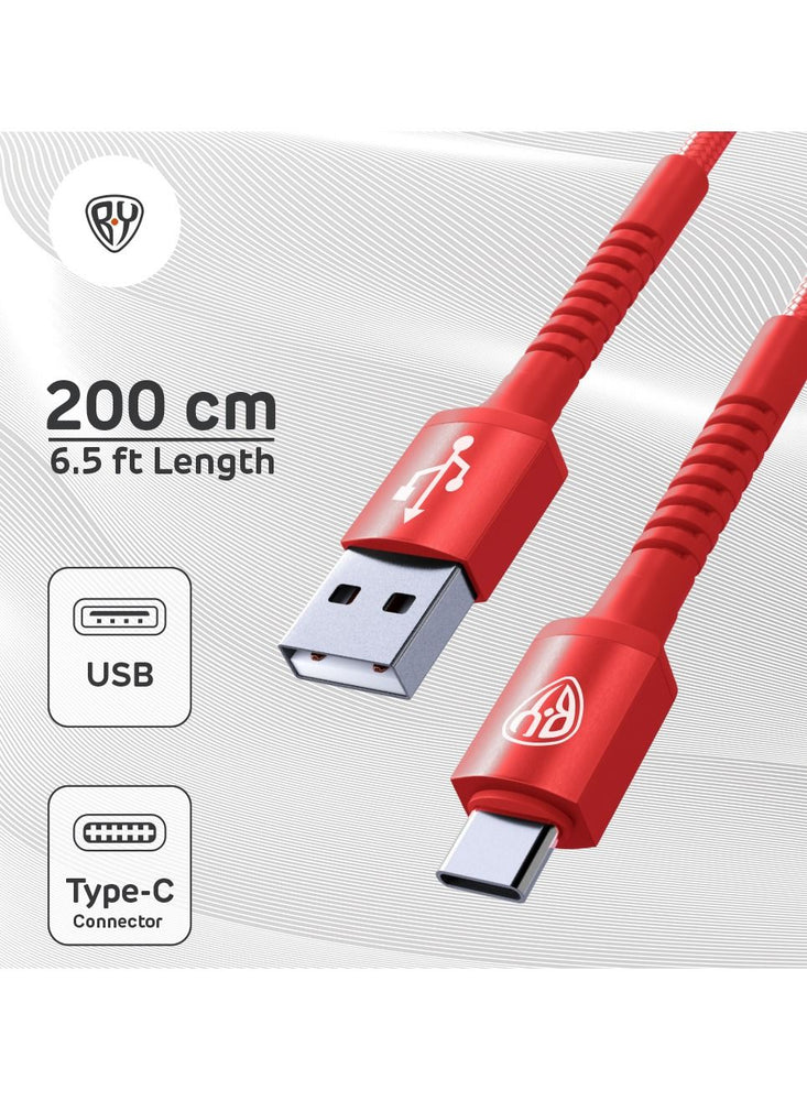 USB C Cable 2M 3A Fast Charging Cable USB Type C Charger Compatible for Samsung S21 S20 Huawei P30 P20 Xiaomi Mi Ultra A2 Mi 9 etc QC3.0 Red Color