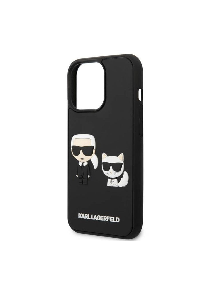 3D Rubber Karl Choupette Hard Case, Extra Shield Protection, New Slim Back Cover Compatible With iPhone 14 Pro 6.1 Inches - Black