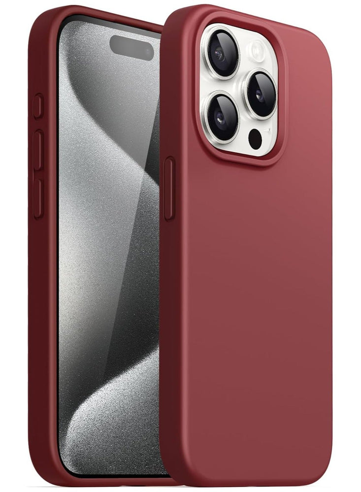 Silicone Case for iPhone 15 Pro 6.1-Inch (NOT FOR iPhone 15 Pro Max 6.7-Inch), Silky-Soft Touch Full-Body Protective Phone Case, Shockproof Cover (Maroon)