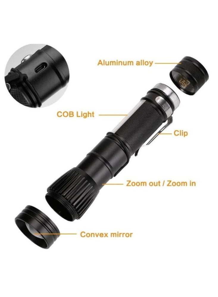 USB Rechargeable Flashlight 10000 High Lumens Super Bright LED Handheld Flashlights, Zoomable, 3 Modes , Water Resistant for Emergency Camping Hiking