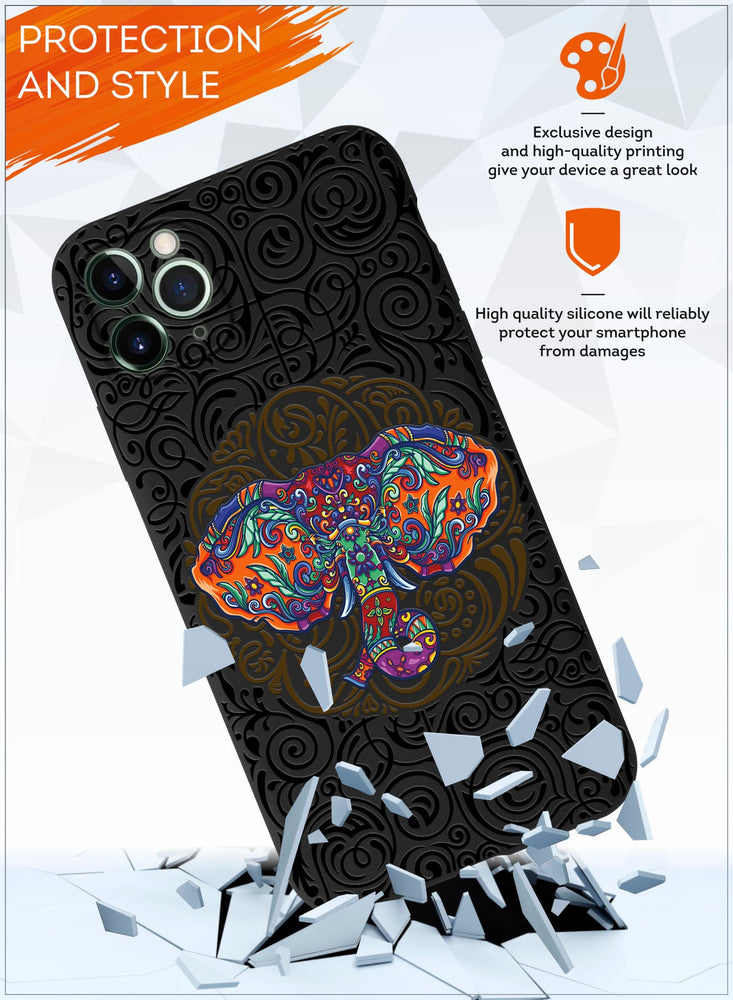 for iPhone 11 Pro Max Case, Shockproof Protective Phone Case Cover for iPhone 11 Pro Max, with The elephant Festival Pattern