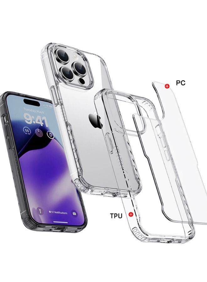 iPhone 15 Pro Case, High Transparent PC Hard Backplane + TPU Soft Frame Protective Case, Anti-Drop Airbag Anti-Yellowing Case Cover Fit for Apple iphone 15 Pro (Clear)