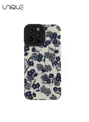 Compatible with iPhone 15 Pro Max Case, Cute Art Flower Pattern, All Inclusive Camera Protection, Soft TPU Shockproof Phone Case (Black Flower)