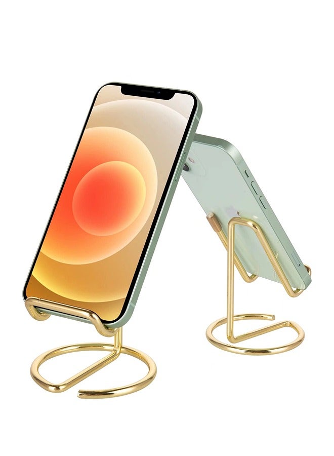 Cell Mobile Phone Stand Holder for Desk Cute Metal Gold Cell Phone Holder for Table Desk Accessories Compatible with All Mobile Phones iPhone Switch iPad