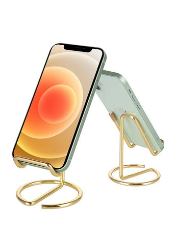 Cell Mobile Phone Stand Holder for Desk Cute Metal Gold Cell Phone Holder for Table Desk Accessories Compatible with All Mobile Phones iPhone Switch iPad