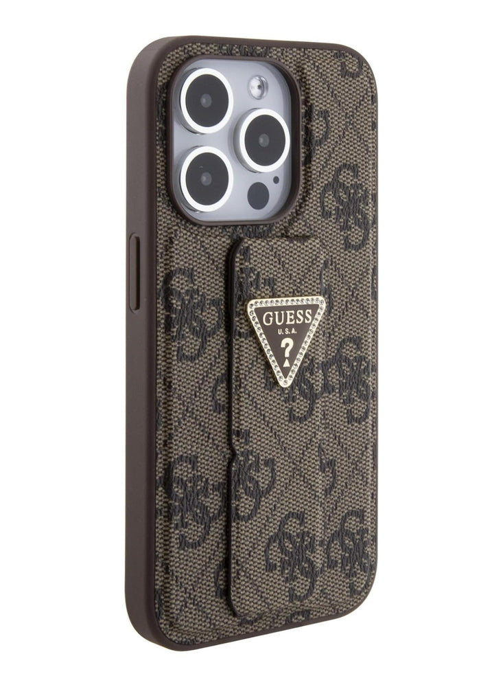 HC GRIPSTAND PU 4G TRIANGLE STRASS BROWN IPHONE 15 PRO MAX