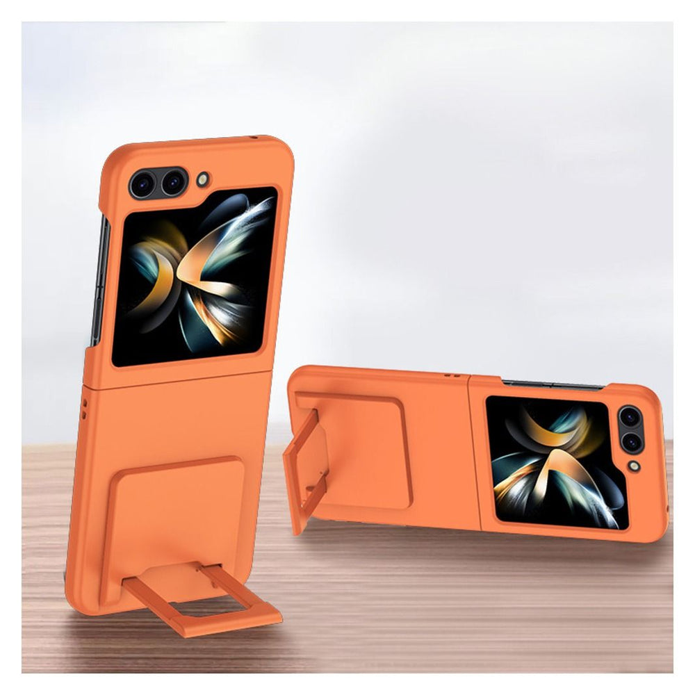 Samsung Galaxy Z Flip 5 Polycarbonate Case / Cover with Foldable invisible stand Slim Drop Protection Shockproof Phone - Orange