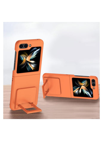 Samsung Galaxy Z Flip 5 Polycarbonate Case / Cover with Foldable invisible stand Slim Drop Protection Shockproof Phone - Orange