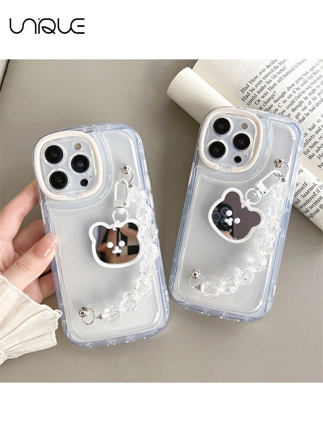 Compatible with iPhone 14 Pro Max Cases, Camera Protector Clear Phone Case for iPhone 14 Pro Max, Girl Women's Phone Case with Cute Strap Bracelet Chain