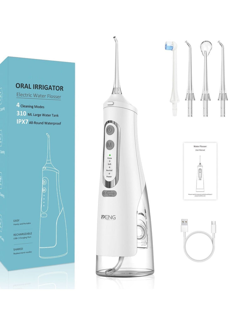 Portable Dental Water Flosser Oral Irrigator White 310ml