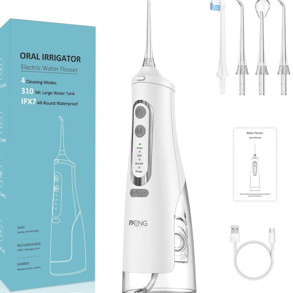 Portable Dental Water Flosser Oral Irrigator White 310ml