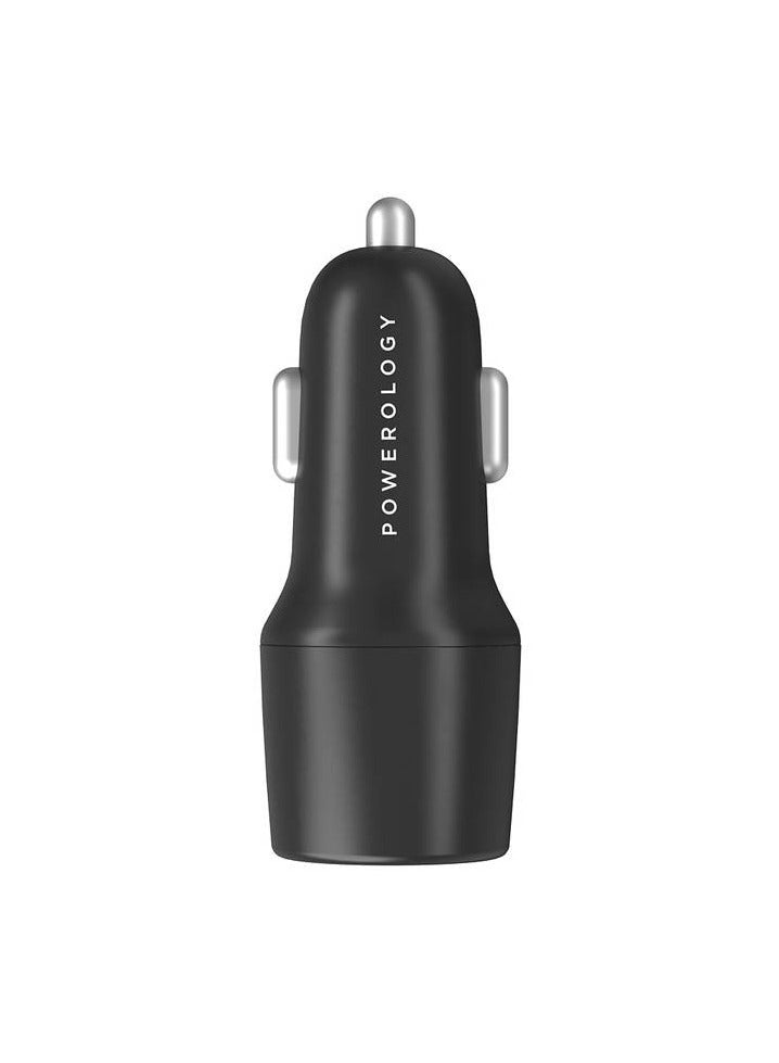 Powerology Dual Port LED Car Charger  - Black