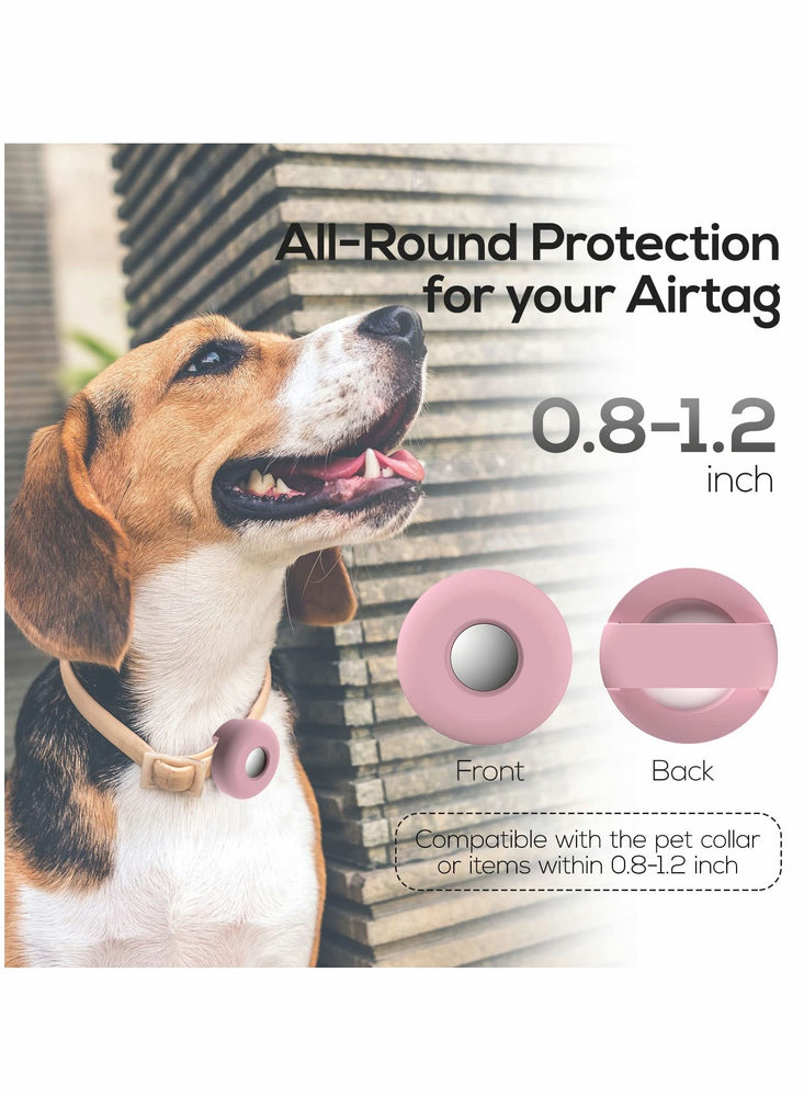 2 PCS Air tag Dog Collar Holder, Silicone Pet Case for Apple Tags, Anti-Lost Tag Holder Compatible with Cat Collars Charms Accessories, Pink Purple