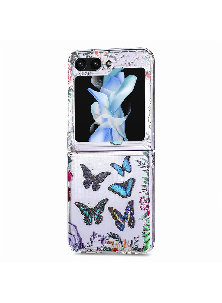 Case for  Samsung Galaxy Z Flip 5 Case with Butterfly, Fashion Women Girls Clear Hard PC Scratch-Resistant Protective Case