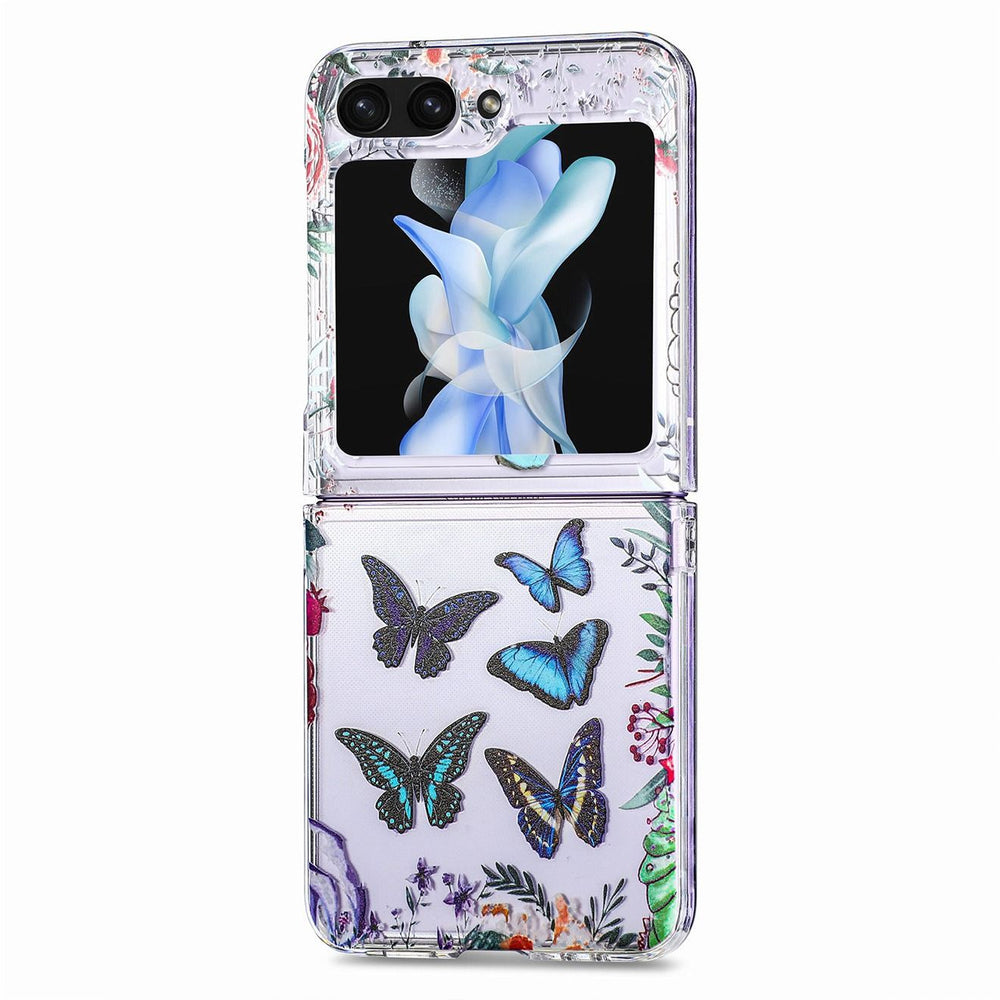 Case for  Samsung Galaxy Z Flip 5 Case with Butterfly, Fashion Women Girls Clear Hard PC Scratch-Resistant Protective Case