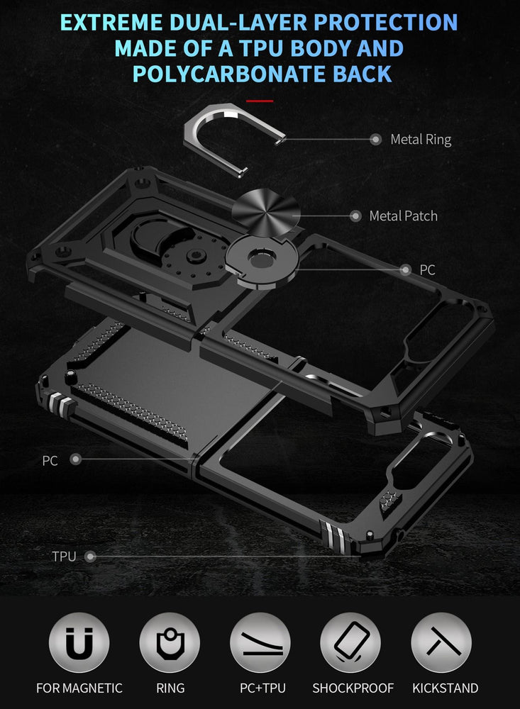 Armor Protective Case for Samsung Galaxy Z Flip 5 Military Grade Shockproof Samsung Galaxy Z Flip 5 Back Cover with Hinge Protection with Finger Ring Car Phone holder Stable Kickstand