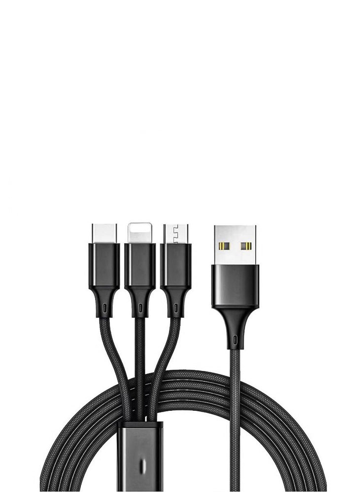 USB Type C Cable 15 m High Quality 1.5M Nylon Braided 3 in 1 Cable Type-C Micro USB Data Cable 3.1 Amp Fast Mobile charging Data Transmission Cable for Iphone or Android Black