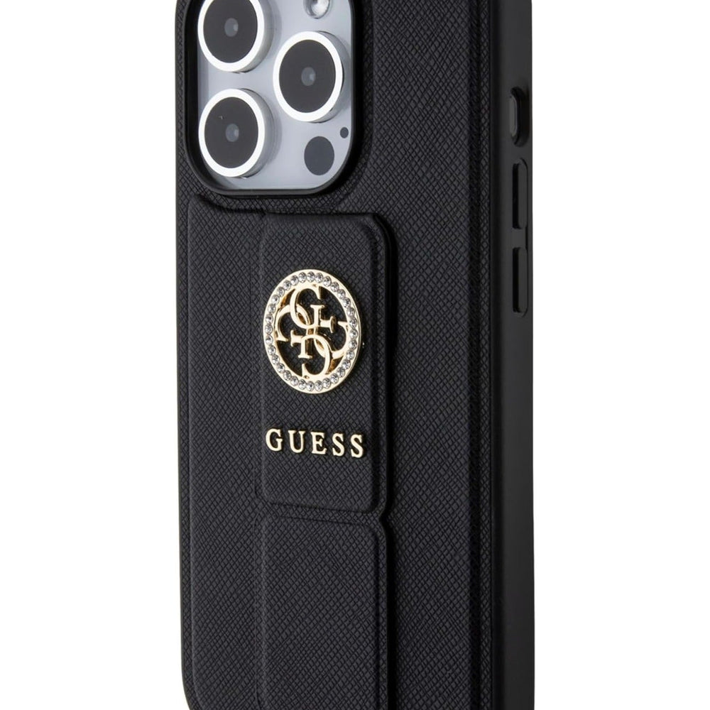 Guess Gripstand SAFFIANO Case For iPhone 15 Pro Max (Black)