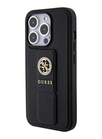 Guess Gripstand SAFFIANO Case For iPhone 15 Pro Max (Black)