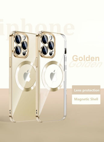 iPhone 14 Pro Max Case with Full Camera Cover Protection [Never Yellow] [No.1 Strong N52 Magnets] [Military Grade Drop Protection] for Men Women Girls Phone TPU Case (6.7")-Golden