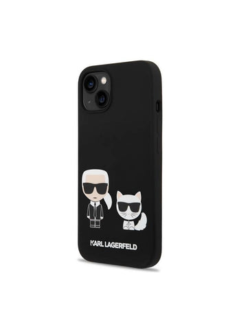 Liquid Silicone Karl & Choupette Case, Lightweight, Slim Format, Damage Resistant Compatible With iPhone 14 Plus ( 6.7" ) - Black