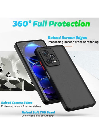 Case For Xiaomi Redmi Note 12 5G Case Cover 360 Full Protection Shockproof Matte Hard Back Bumper Case for Redmi Note 12 5G Black