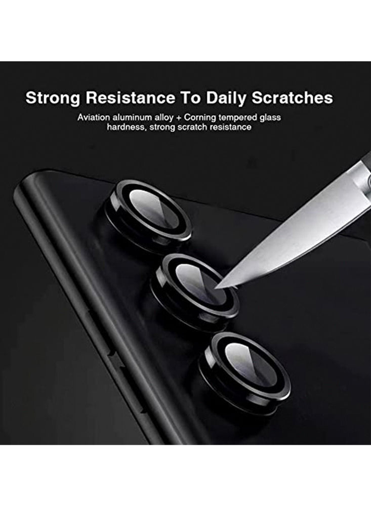 Samsung Galaxy A54 Camera Lens Protector, Individual Tempered Glass Camera Screen Protector Metal Ring Lens Cover for Galaxy A54 Accessories, 1 Set (Black)