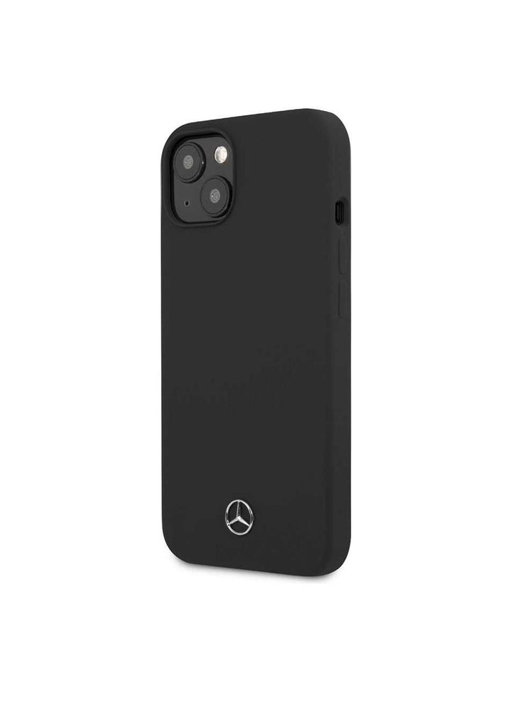 Mercedes Benz iPhone 13 Liquid Silicone Case with Microfiber Lining, Anti-Scratch & Easy Access to All Ports - Black