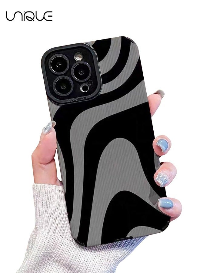 Compatible with iPhone 15 Pro Max Case with Fashion Simple Cute Zebra Stripes Pattern Case for Women Girls Soft Silicone Protection Case for iPhone 15 Pro Max-Gray