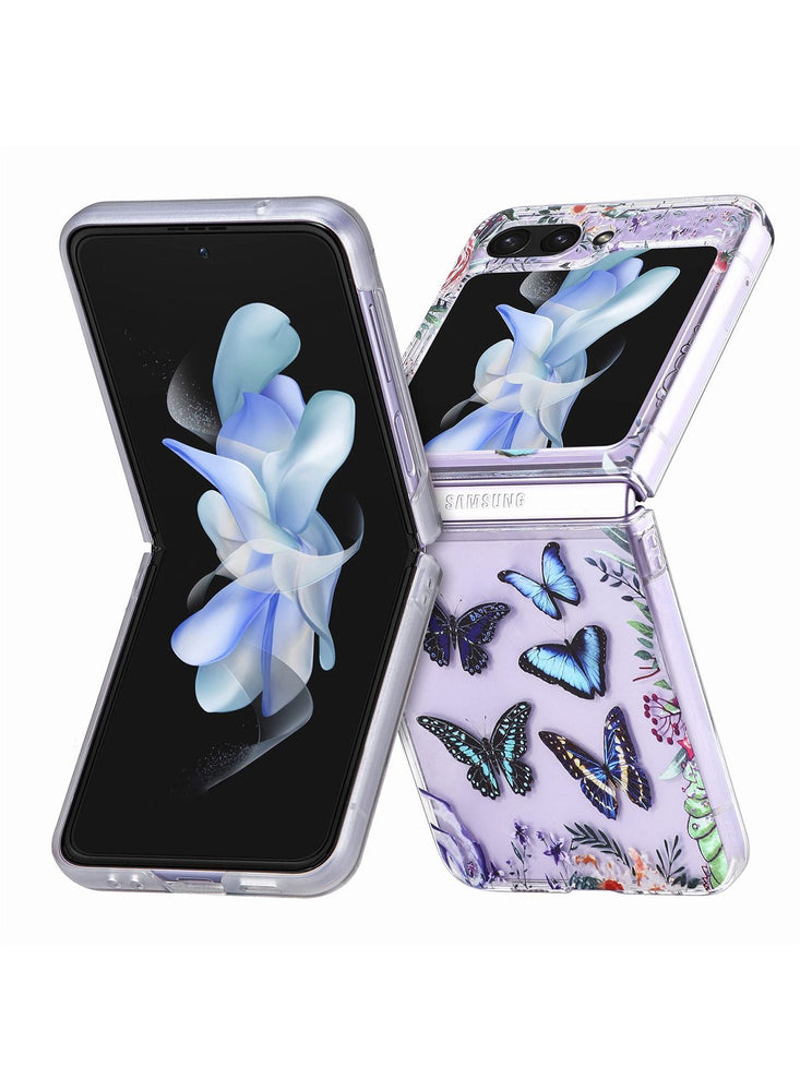 Case for  Samsung Galaxy Z Flip 5 Case with Butterfly, Fashion Women Girls Clear Hard PC Scratch-Resistant Protective Case