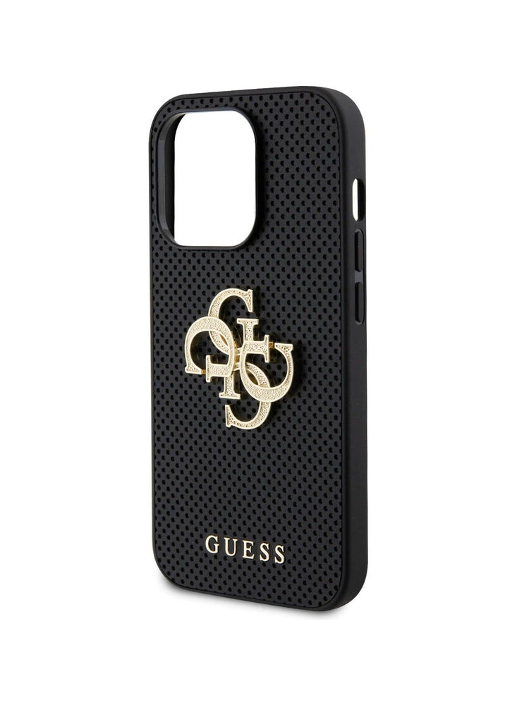 Guess Perforated PU 4G Glitter Case For iPhone 15 Pro Max (Black)