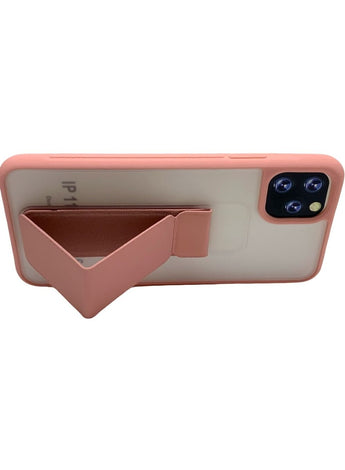 Protective Case Cover With Magnet Holder Hand Grip For iPhone 11 Pro White/Pink