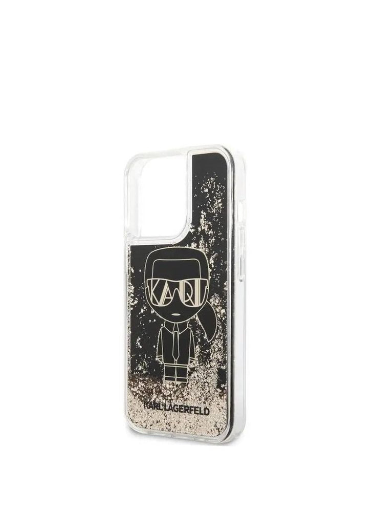 Karl Lagerfeld Liquid Glitter Case Gatsby Ikonik For iPhone 14 Pro Max - Black/Gold