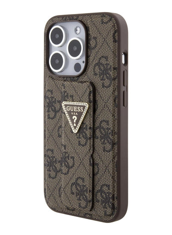 Guess Gripstand PU leather Case For iPhone 15 Pro (Brown)