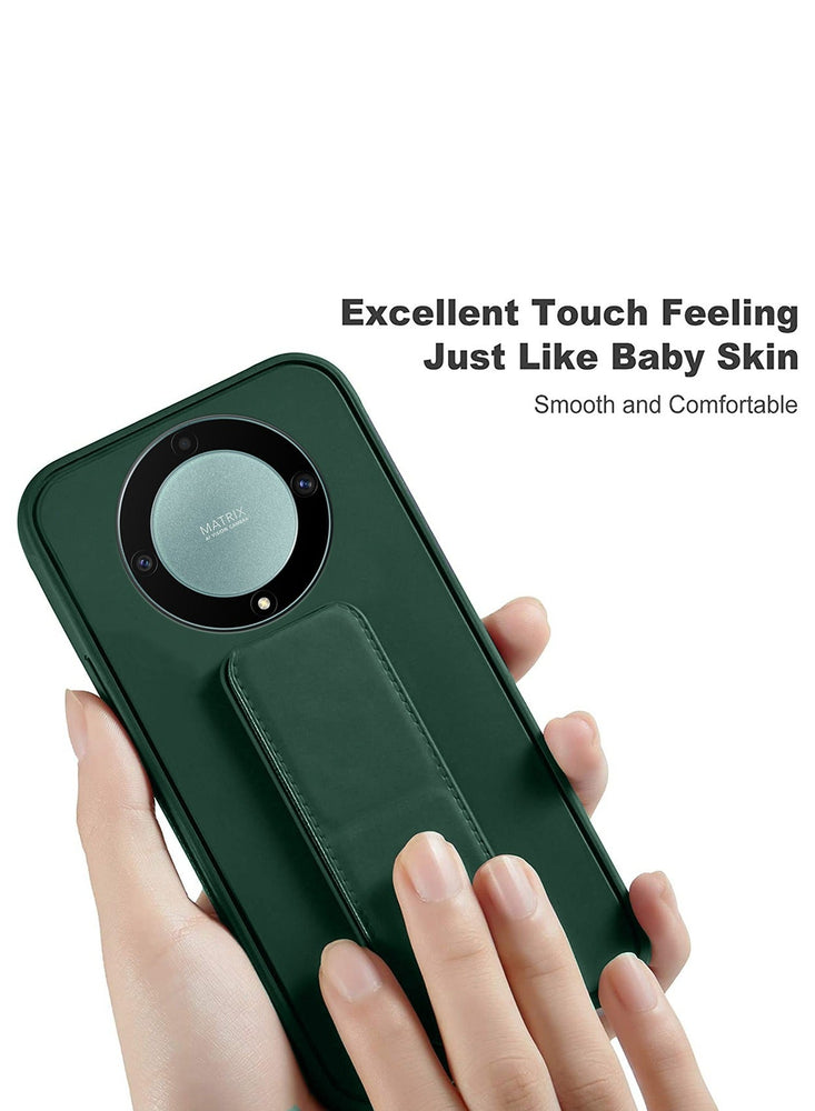 Hand Grip And Multi Stand Magnetic Car Mount Kickstand Finger Strap Case Cover For Honor X9b 5G 2023 Dark Green