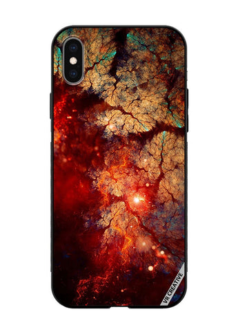 Protective Case Cover For Apple iPhone XS Max Abstract, Fractal, Shine, Bright Red Design Multicolour