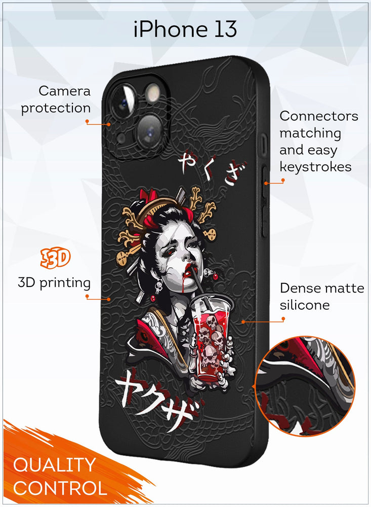 for iPhone 13 Case, Shockproof Protective Phone Case Cover for iPhone 13, with Japan style Geisha Pattern