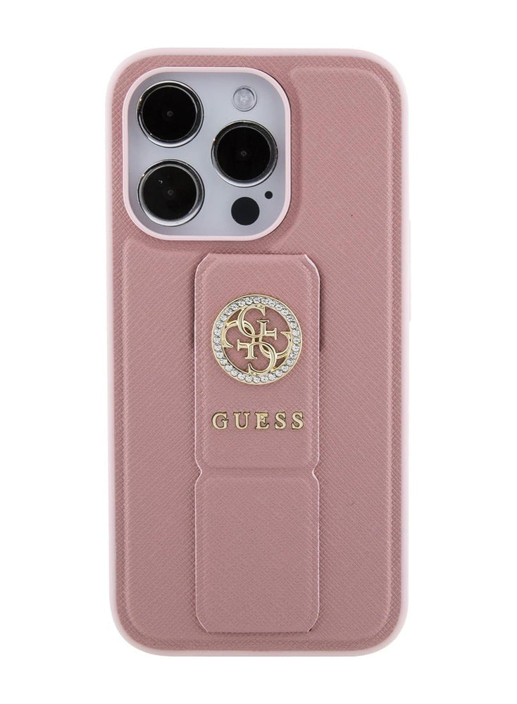 Guess Gripstand SAFFIANO Case For iPhone 15 Pro Max (Pink)