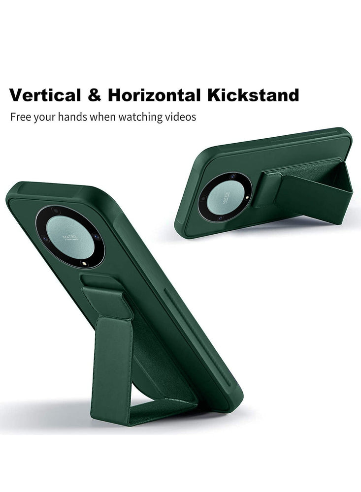 Hand Grip And Multi Stand Magnetic Car Mount Kickstand Finger Strap Case Cover For Honor X9b 5G 2023 Dark Green