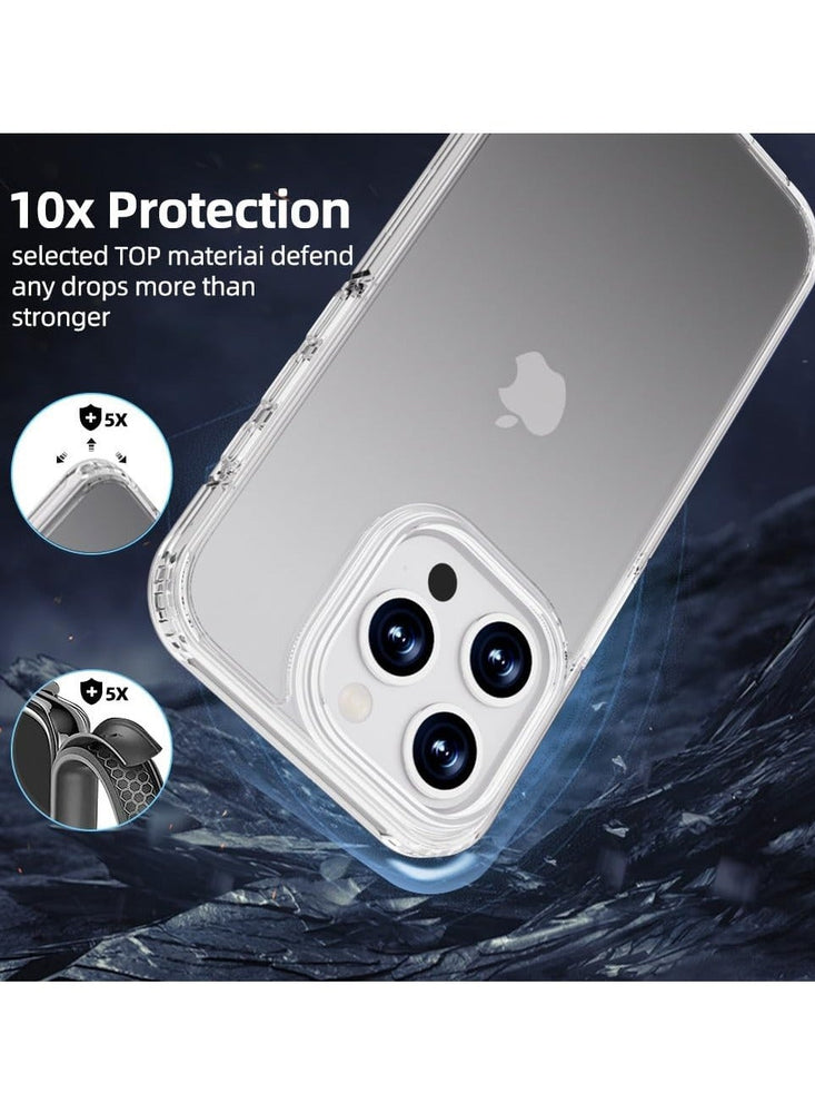 X-level Shockproof Compatible iPhone 15 Pro Max Case [Military Grade Drop Protection] Frosted Sand Translucent Thin Anti-Drop Hard PC Back with Soft Silicone Edge Slim Protective Cover-Clear