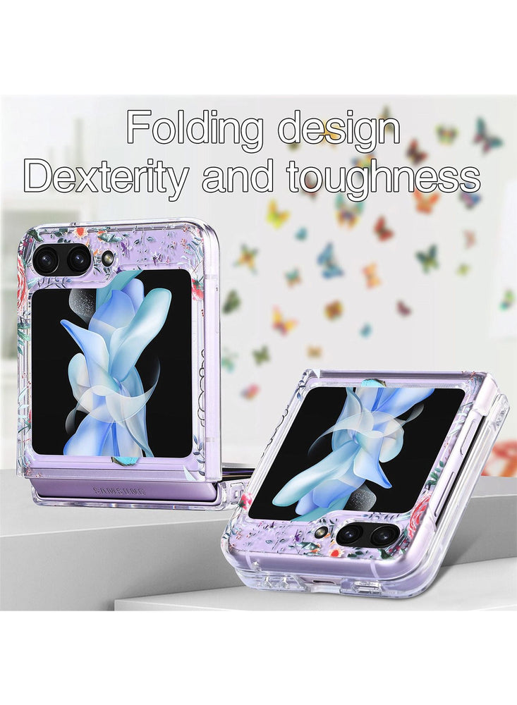 Case for  Samsung Galaxy Z Flip 5 Case with Butterfly, Fashion Women Girls Clear Hard PC Scratch-Resistant Protective Case