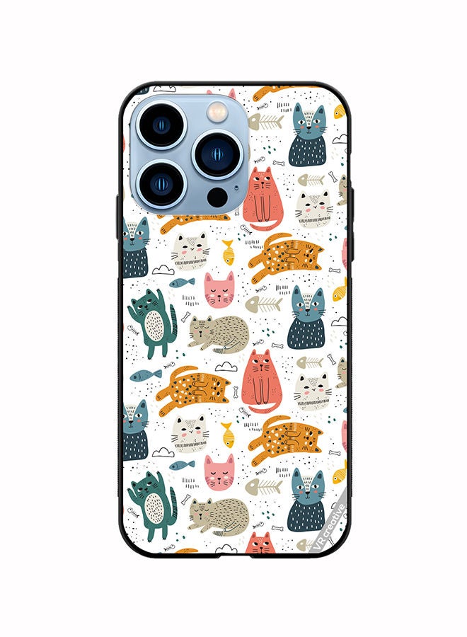 Protective Case Cover For Apple iPhone 13 Pro Max Chilling Cat Pattern Design Multicolour