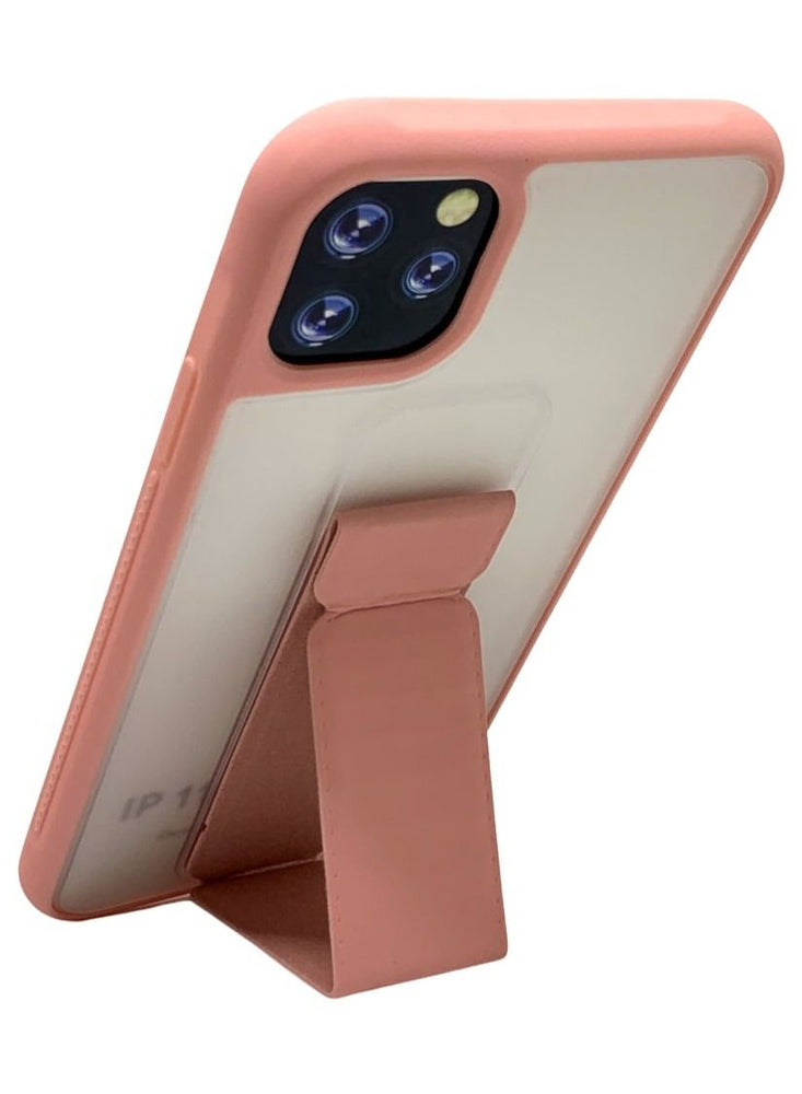 Protective Case Cover With Magnet Holder Hand Grip For iPhone 11 Pro White/Pink