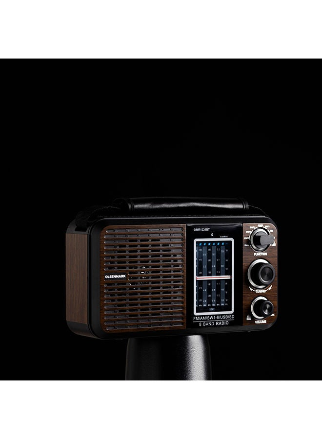 Rechargeable Radio With USB OMR1239BT Brown/Black