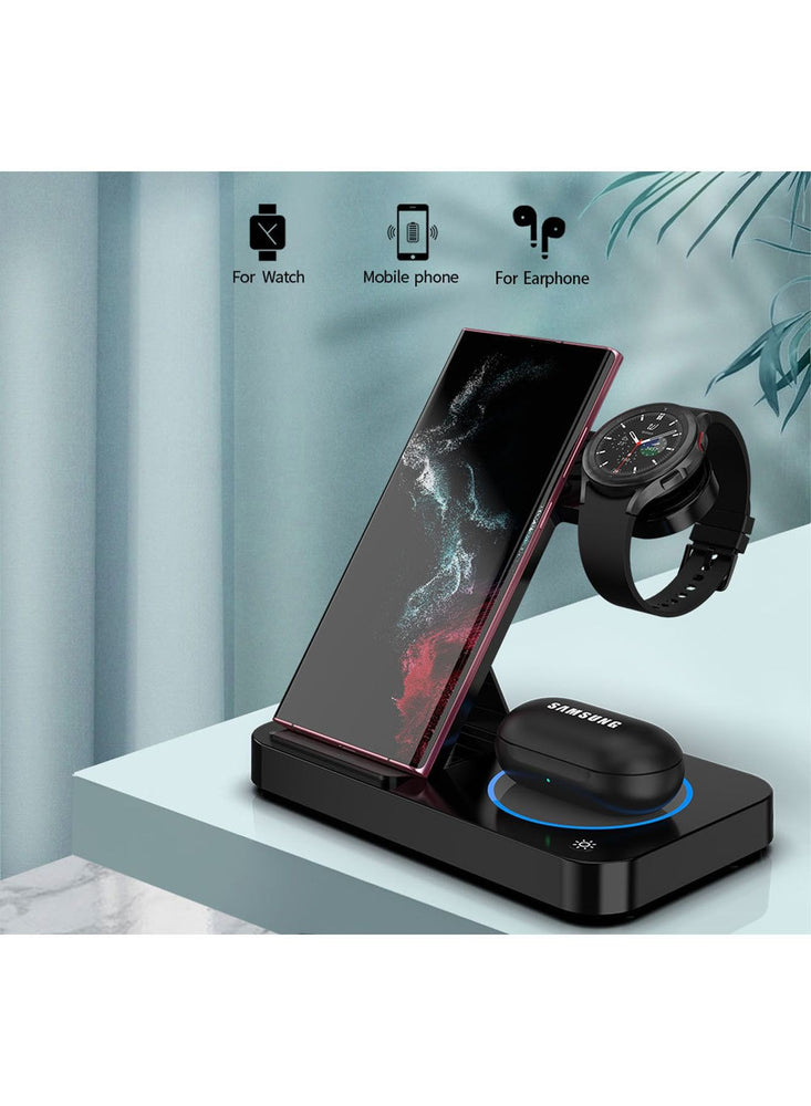 Wireless Charger for Samsung 3 in 1 Wireless Charging Foldable Collapsible Station for Samsung Galaxy S23 Ultra S22 S21 Z Flip 4 Z Fold 4 Samsung Watch Charger for Galaxy Watch 5 Pro 4 3 Galaxy Buds 2