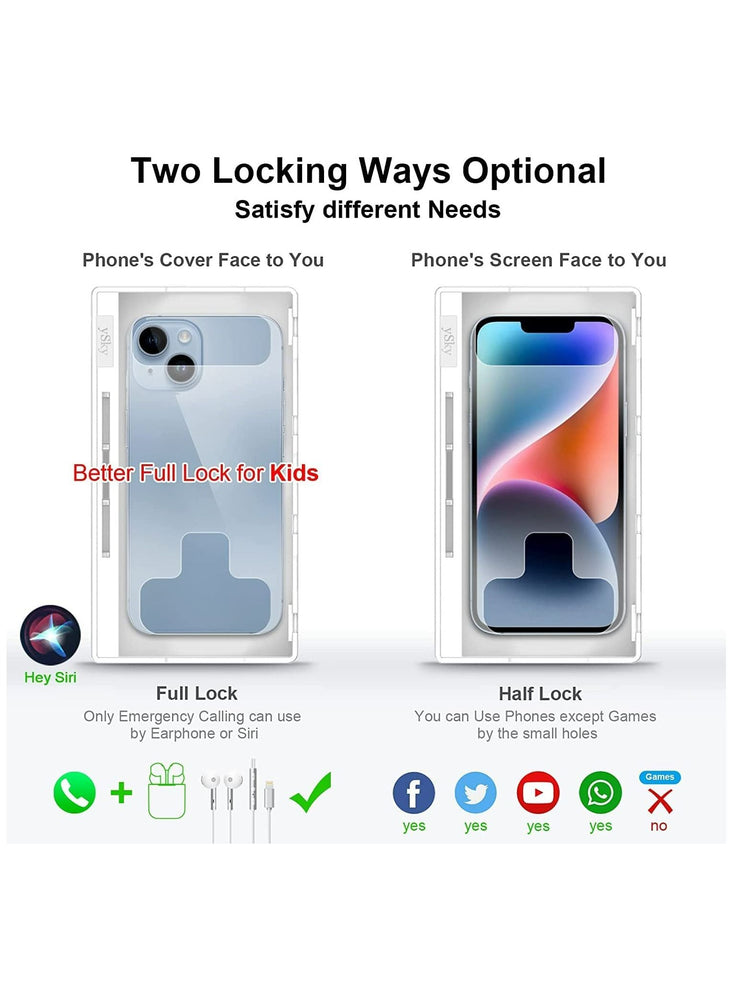 Portable Phone Lock Box, Cell Phone Jail with Two Keys, Help Kids/Students Focus Back, Prevent Phone Addiction, Prevent Excessive Games, Phone Lock Box for Android Samsung/Google/iPhone Serials