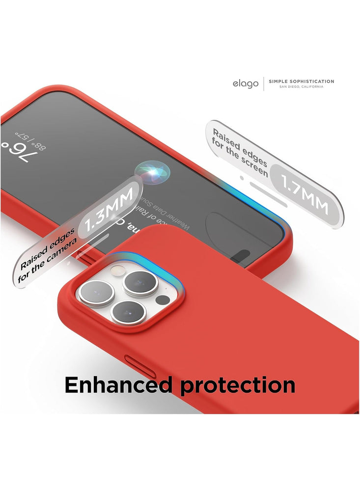 Oncover Liquid Silicone for iPhone 15 Pro MAX case cover Full Body Protection, Shockproof, Slim, Anti-Scratch Soft Microfiber Lining - Red