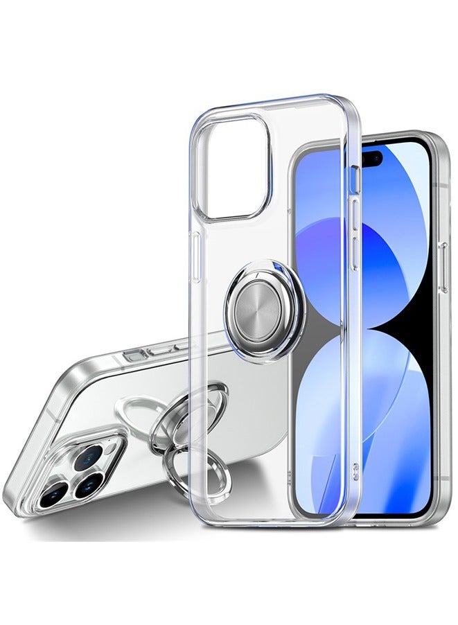 Case for iPhone 15 pro,Shock-Resistant Flexible TPU Silicone Phone Cover with Magnetic Ring Kickstand (iPhone 15 pro 6.1'')