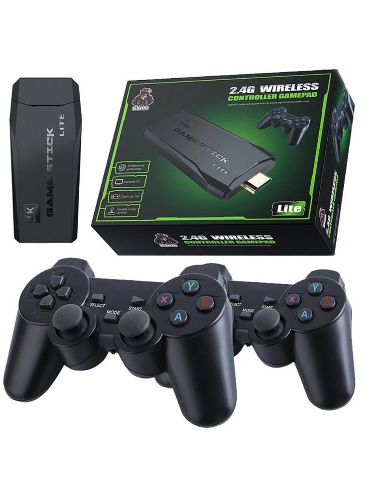 2.4G Wireless Controller Gamepad Console Stick Plug and Play Video Game Stick with 10000+ Games 9 Classic Emulators 4K High Definition HDMI Output for TV with Dual 2.4G Wireless Controllers - 64GB